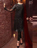 Elegant Sequins Embroidered Black Chiffon Party Dress (DZ16868)