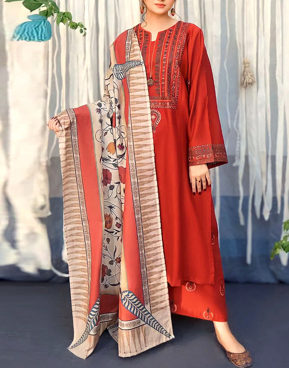 Sequins Embroidered Lawn Suit with Diamond Lawn Dupatta (DZ16905)