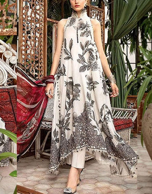 Embroidered Lawn Dress with Chiffon Dupatta 2024 (DZ16912)