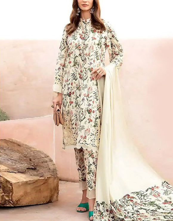 Elegant Embroidered Lawn Dress 2024 with Chiffon Dupatta (DZ16929)