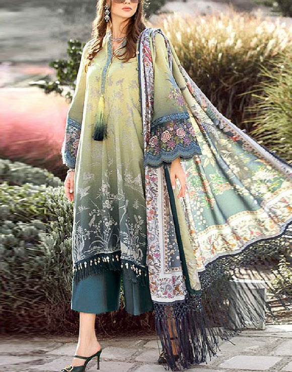 Elegant Embroidered Lawn Dress 2024 with Digital Print Silk Dupatta (DZ16944)
