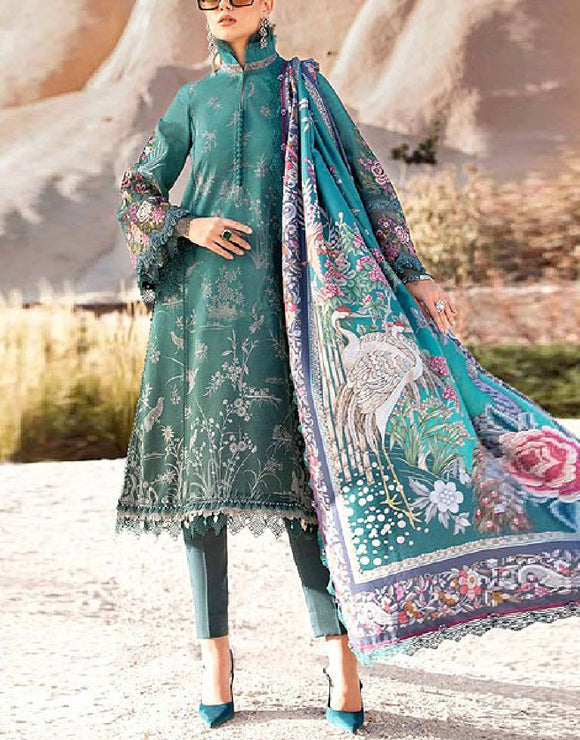 Elegant Embroidered Lawn Dress 2024 with Digital Print Silk Dupatta (DZ16945)