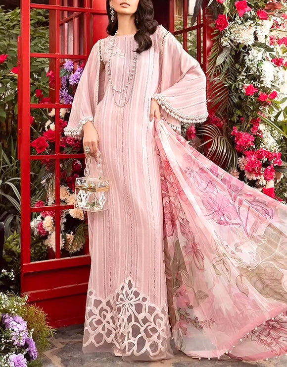 Elegant Embroidered Lawn Suit with Chiffon Dupatta (DZ16962)