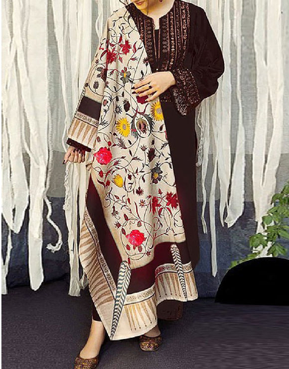 Elegant Sequins Embroidered Lawn Dress 2024 with Diamond Organza Dupatta (DZ16965)