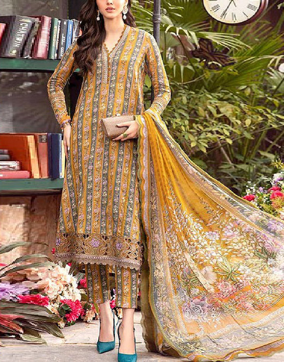 All-Over Print Embroidered Lawn Dress 2024 with Chiffon Dupatta (DZ16970)