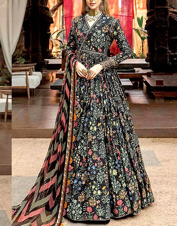 All-Over Print Embroidered Lawn Dress with Chiffon Dupatta (DZ17020)