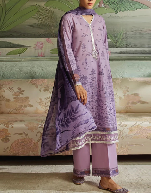 Fancy Embroidered EID Lawn Dress with Diamond Lawn Dupatta (DZ17046)