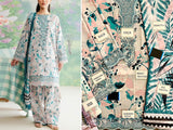 Digital All-Over Print Embroidered Lawn Dress 2024 with Silk Dupatta (DZ17066)