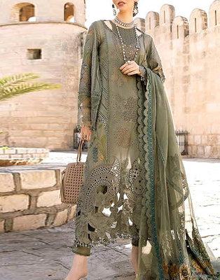 Luxury Heavy Schiffli Embroidered Lawn Dress with Embroidered Net Dupatta (DZ17069)