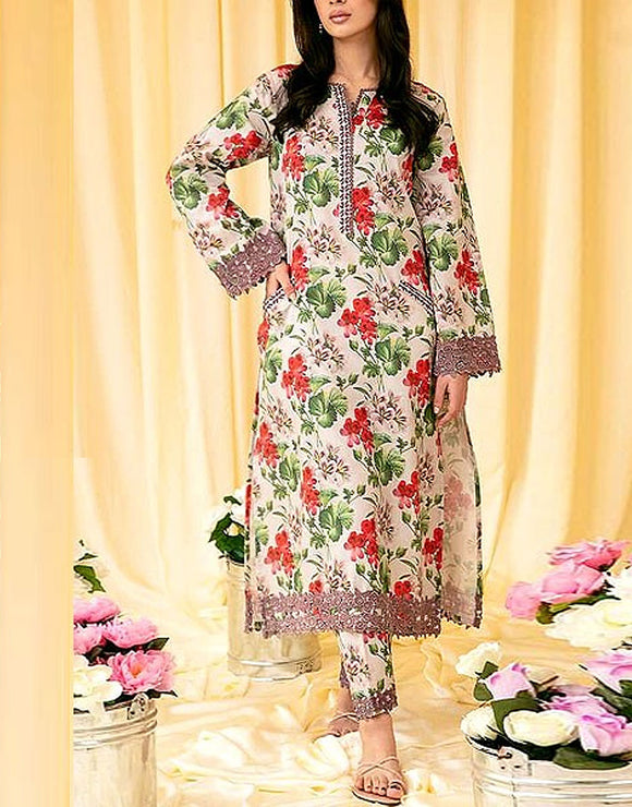 Digital All-Over Print Embroidered Lawn Suit 2024 with Silk Dupatta (DZ17072)