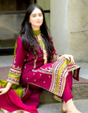 Fancy Embroidered Lawn Dress with Tie & Dye Diamond Dupatta (DZ17074)