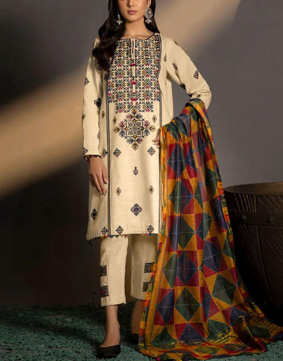 Heavy Embroidered Lawn Suit 2024 with Digital Print Diamond Dupatta (DZ17089)