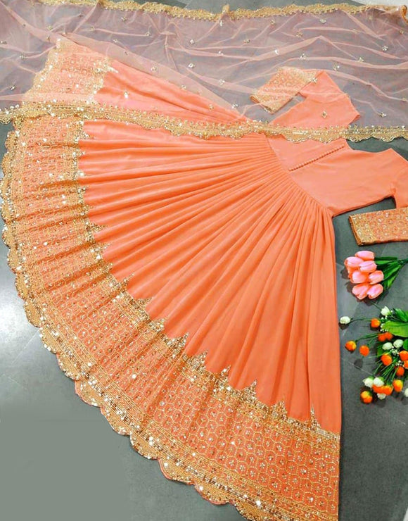 Readymade 3-Piece Embroidered Chiffon Maxi Dress (DZ17199)
