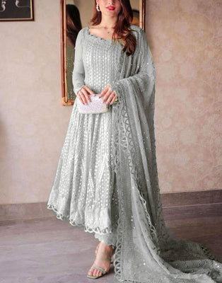 Heavy Embroidered Formal Chiffon Wedding Dress 2024 (DZ17509)