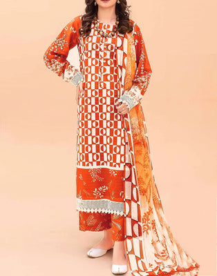 All-Over Digital Print Woolen Linen Suit 2024 with Linen Dupatta (DZ17525)