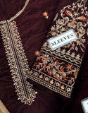 Heavy Embroidered Velvet Party Wear Dress with Emb. Organza Dupatta (DZ17611)