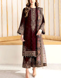 Luxury Heavy Embroidered Velvet Wedding Dress with Emb. Silk Trouser (DZ17618)