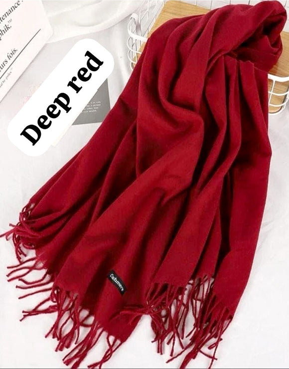 Winter Cashmere Wool Scarf for Girls - Red (DZ17626)