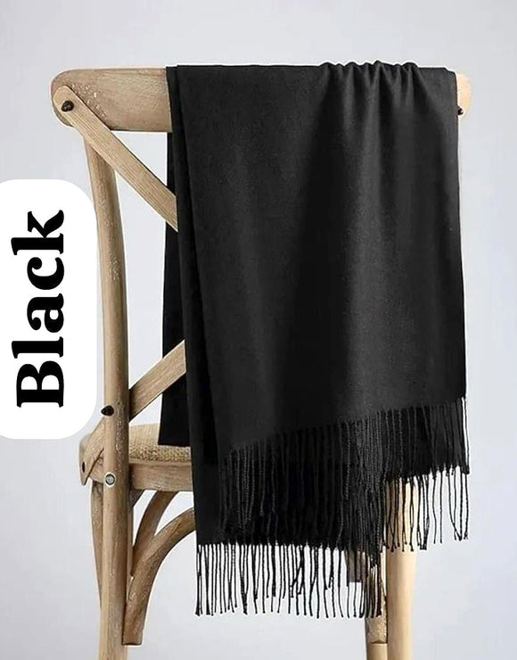 Winter Cashmere Wool Scarf for Girls - Black (DZ17628)