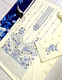 Decent Embroidered Dhanak Dress 2024 with Dhanak Shawl (DZ17629)