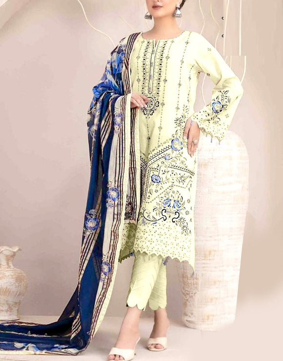 Decent Embroidered Dhanak Dress 2024 with Dhanak Shawl (DZ17629)