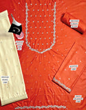 Decent Embroidered Dhanak Dress with Dhanak Shawl Dupatta (DZ17631)