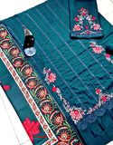 Heavy Embroidered Dhanak Dress 2024 with Wool Shawl (DZ17633)