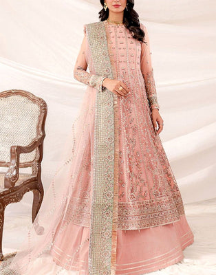 Luxury Embroidered with Handwork NET Bridal Maxi Dress with Net Dupatta (DZ17638)