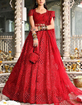 Luxury Handwork Heavy Embroidered NET Bridal Maxi Dress 2024 (DZ17650)