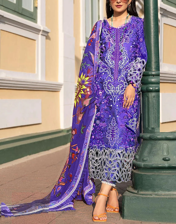 Heavy Embroidered Dhanak Dress 2024 with Shawl Dupatta (DZ17657)