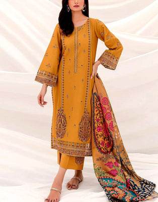 Heavy Embroidered Dhanak Dress 2024 with Wool Shawl (DZ17658)