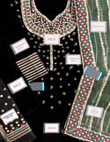 Fancy Embroidered Black Velvet Dress with Emb. Silk Trouser (DZ17666)