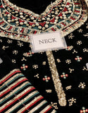 Fancy Embroidered Black Velvet Dress with Emb. Silk Trouser (DZ17666)