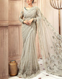 Luxury Handwork Heavy Embroidered NET Wedding Saree (DZ17815)