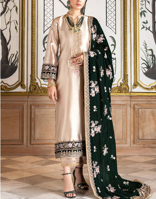 Heavy Embroidered Masoori Bridal Suit with Luxury Velvet Shawl (DZ17827)