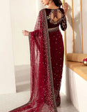 Luxury Heavy Embroidered Velvet + NET Bridal Saree (DZ17832)