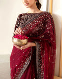 Luxury Heavy Embroidered Velvet + NET Bridal Saree (DZ17832)