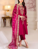 Luxurious Handwork Embroidered Velvet Dress with Emb. Organza Dupatta (DZ17855)