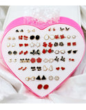 36 Pairs Mixed Color Earrings Set with Heart Shape Gift Packing (DZ17867)