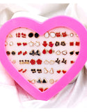 36 Pairs Mixed Color Earrings Set with Heart Shape Gift Packing (DZ17867)