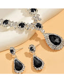 Adorable Silver Plated Jewelry Set, Necklace & Drop Earrings - Perfect for Weddings & Parties (DZ17870)