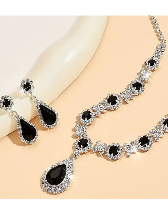 Adorable Silver Plated Jewelry Set, Necklace & Drop Earrings - Perfect for Weddings & Parties (DZ17870)