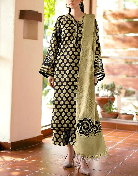 All-Over Printed Lawn Suit with Printed Chiffon Dupatta (DZ17875)