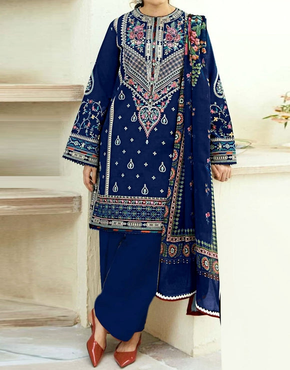 Embroidered Lawn Dress with Digital Print Diamond Zari Dupatta (DZ17878)