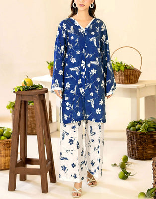 Trendy 2-Piece Digital Print Shuttless Lawn Dress with Printed Trouser (DZ17883)