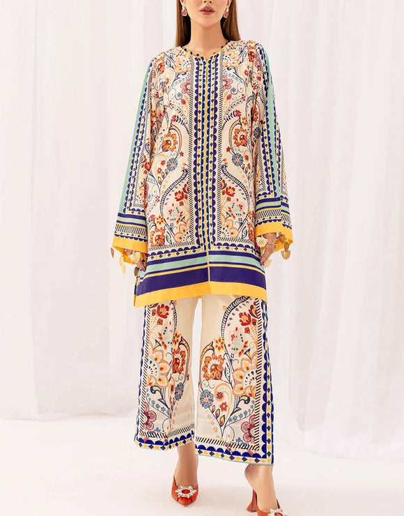 Trendy 2-Piece Digital Print Shuttless Lawn Dress with Printed Trouser (DZ17884)