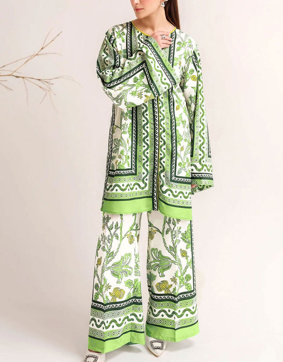 Trendy 2-Piece Digital Print Shuttless Lawn Dress with Printed Trouser (DZ17885)