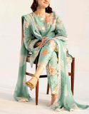 Trendy Embroidered EID Lawn Dress with Chiffon Dupatta (DZ17888)