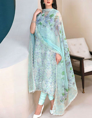 Adorable Chikankari Embroidered EID Lawn Dress with Chiffon Dupatta (DZ17889)