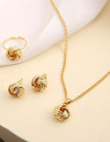 3-Piece Adorable Boho Knot Design Party Wear Jewelry Set with Adjustable Ring, Earrings and Necklac (DZ17894)